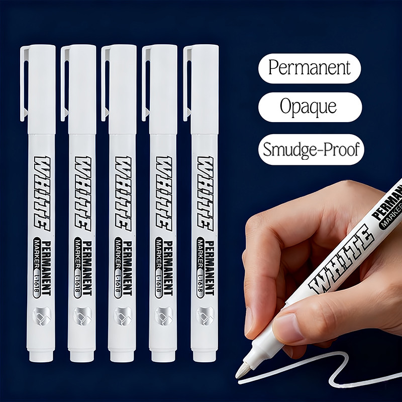 ปากกามาร์กเกอร์สีขาว 1 มม.ปลายกลมกันน้ําไม่ชุบความคุ้มครองที่แข็งแกร่ง Graffiti DIY Marker WJ894