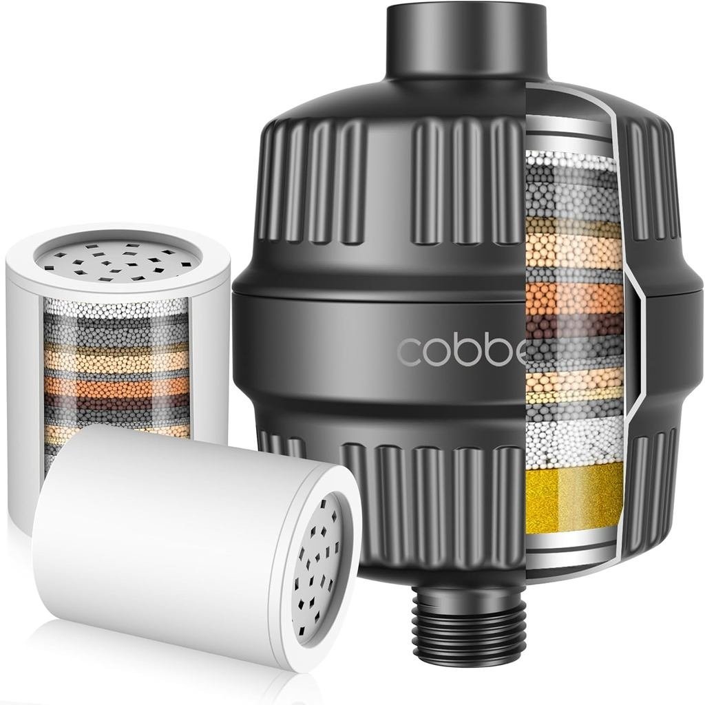 Cobbe 20 Stage Shower Head Filter with KDF-55 for Hard Water, High Output Water Filter with 2 ตลับเป