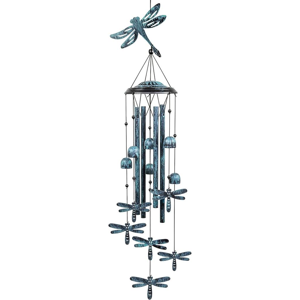 Monsiter QE Outdoors Wind Chimes with 4 Aluminum Tubes - Dragonfly S Hook, Wind Bells Hanging Decora