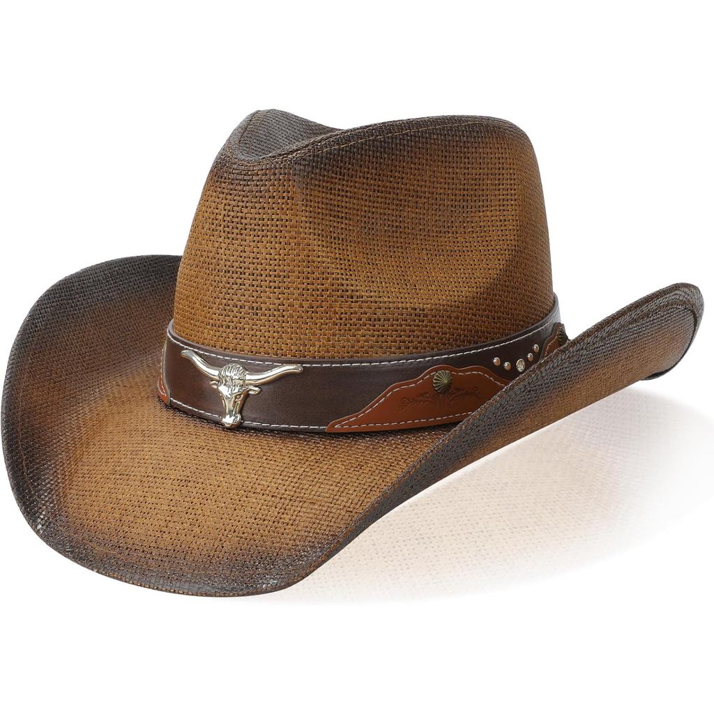 Cowboy Hat,Cowgirl Hat,Western Cowboy Hats for Women/Mens/Straw Wide with Shapeable Brim Cowboy Hat 