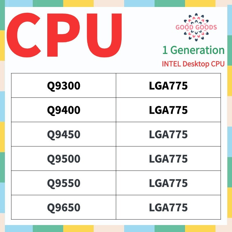 Q9300 Q9400 Q9450 Q9500 Q9505 Q9550 Q9650 INTEL Núcleo De Primeira Geração 2 Quad LGA775