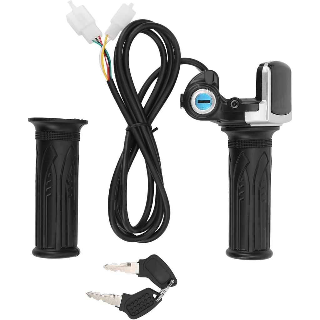 48V Half Twist Throttle, Electric Bike Throttle with LED Display Grip Lock Key Set for Ebike Motorcy