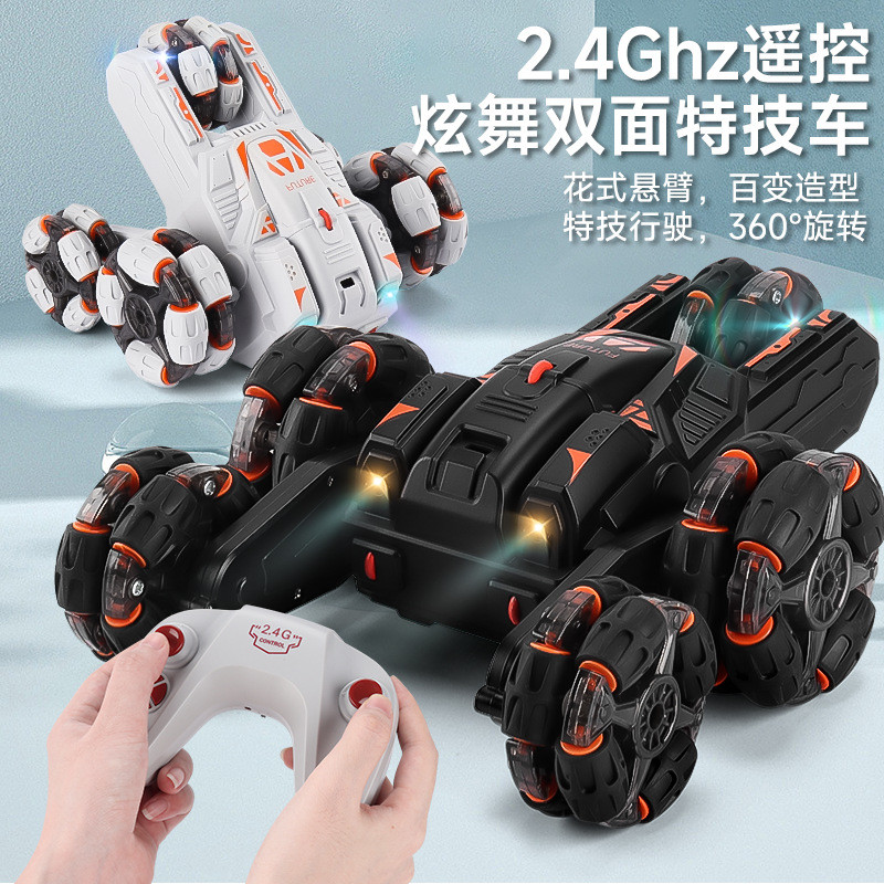 สินค้าใหม่ Five-Wheel Swing Arm Stunt Car Gesture Sensor Deformation Light Music Drift Climbing Off-