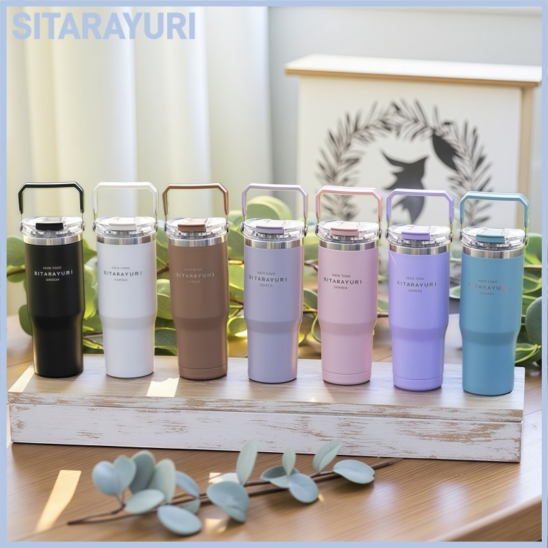 SITARAYURI 600ml 900ml แก้วน้ำเก็บอุณหภูมิร้อน-เย็น สำหรับพกพาในชีวิตประจำวัน แก้วน้ำสแตนเลส 304 พร้อมฝาหลอดในตัว