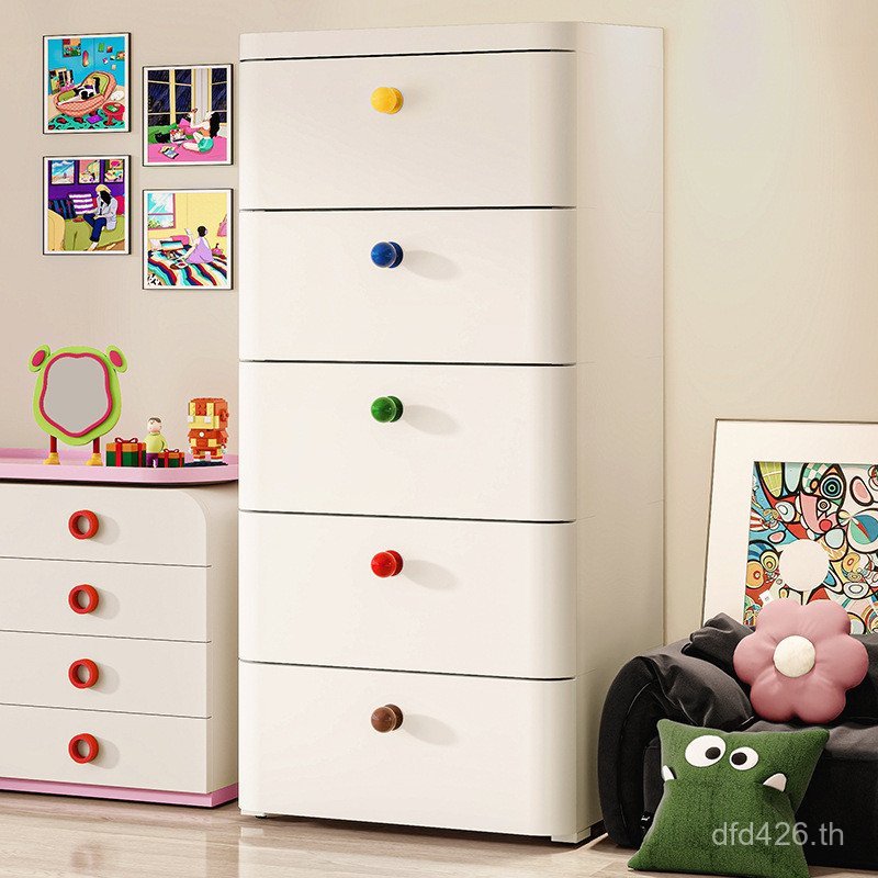 กล่อง Dopamine Bed Locker ตู้เก็บของในครัวเรือนห้าลิ้นชักห้องนอนขนม Multi-Layer Locker ลิ้นชักหนา Li