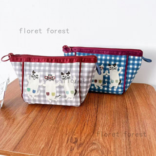 【แบรนด์ญี่ปุ่น】Kusuguru เย็บปักแมวมีแว่นตาแบบลายกระจก กระเป๋…