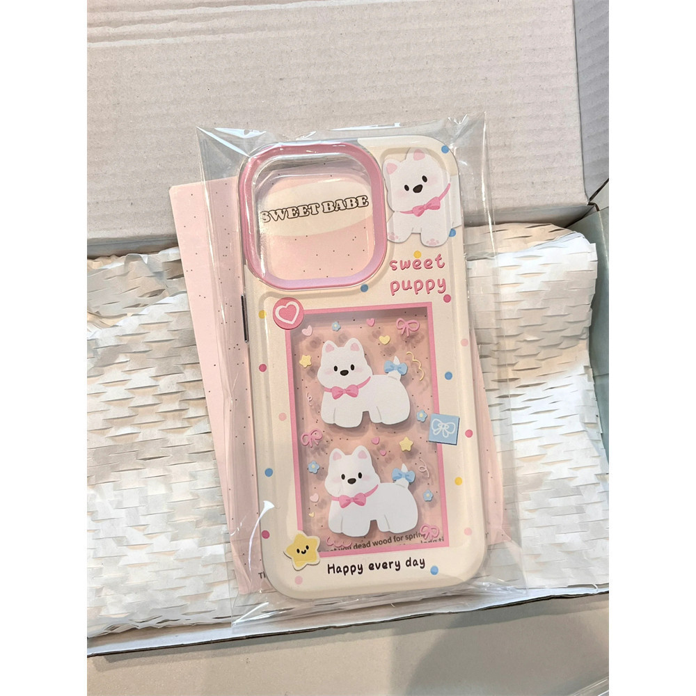 Ins กรอบรูปน่ารักลูกสุนัขสีขาวตลกนุ่มโปร่งใส Anti-Fall เคสโทรศัพท์สําหรับ iPhone 16 Promax 15 Promax 12 13 Mini 14plus 11 Pro Max X XS XR XS Max 7 8 plus Se2020 6G 6Plus - รูปที่ 4