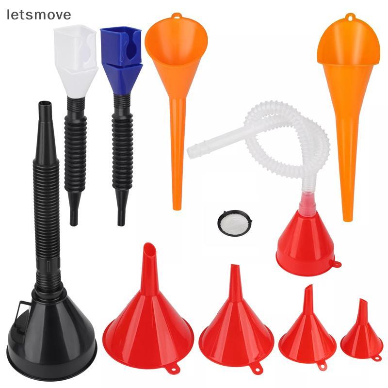 [lts] 10 ชิ้นชุดช่องทางยานยนต์, ช่องทางน้ํามันคอยาวพลาสติก, ช่องทาง Snap, ช่องทางมุมขวาช่องทางเชื้อเ