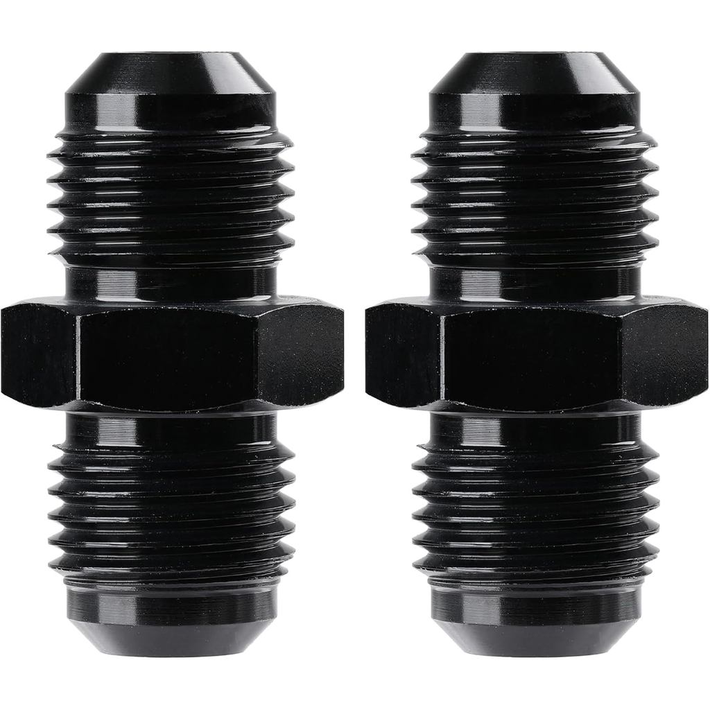 Ucreative 6AN ถึง 6AN ชาย Flare Coupler Union ท่อเชื้อเพลิงตรง Fitting สีดํา (2 ชิ้น)