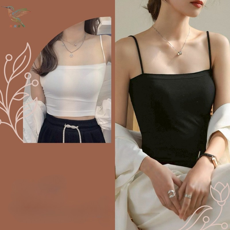 HMB® เสื้อสายเดียว เกาะอกผู้หญิง เสริมฟองน้ำ แบบไร้โครง เนื้อผ้านิ่ม ยืดหยุ่น ทรงสวยแมทช์ง่าย t1806#