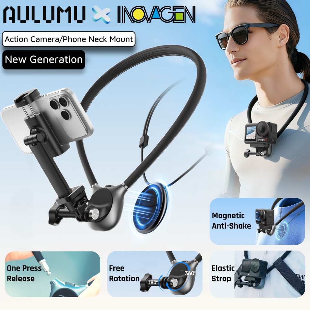 INOVAGEN New Gen Magnetic Neck Mount for First-Person View Capture, with Anti-Jitter Tech, Elastic B