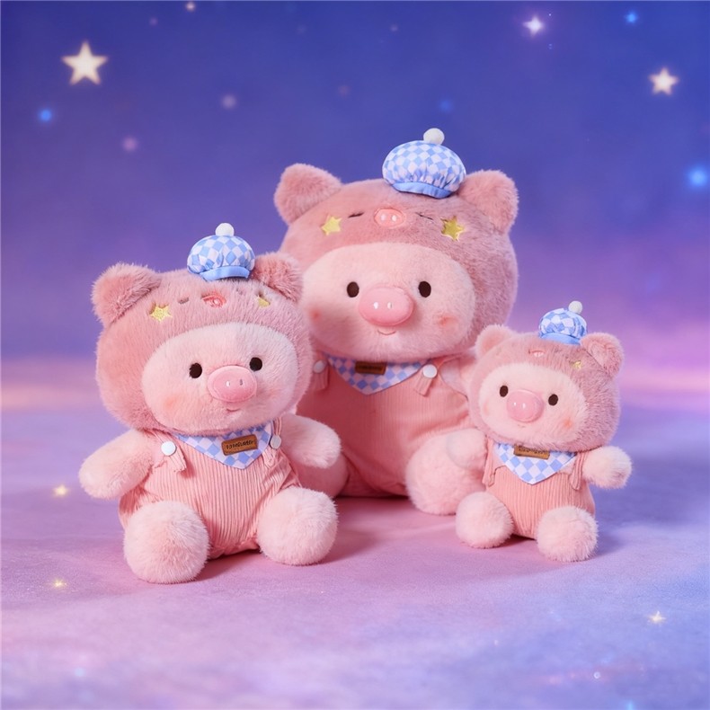 Funtoys Soft Cute Overalls Star Pig Plush Doll Pink Piggy Doll ของขวัญวันเกิดสาว