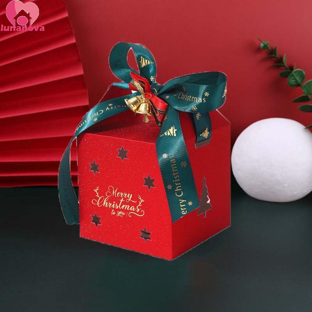 LUNANOVA 6PCS Christmas Gift Packing Box, Glitter Hot-stamping Christmas Candy Box, Party Supplies S