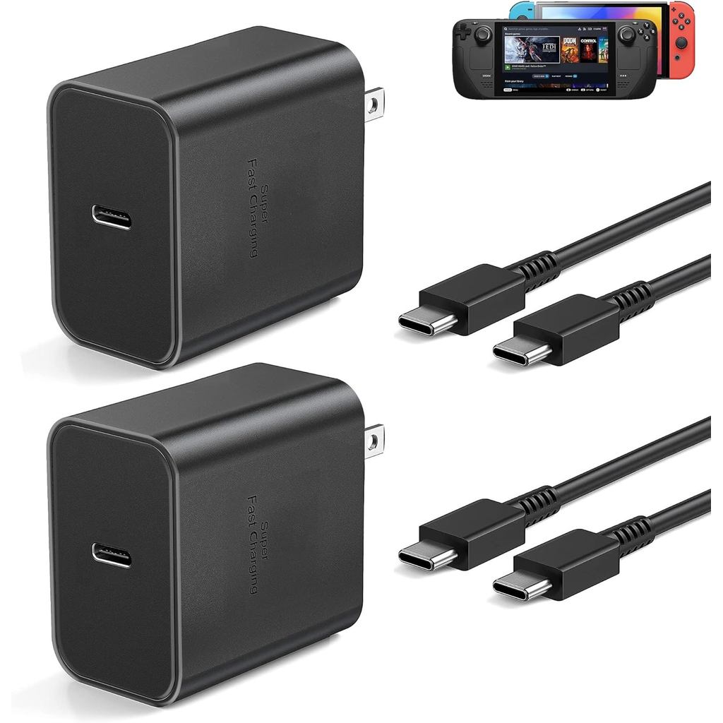 2-Pack USB-C Charger สําหรับ Nintendo Switch, สําหรับ Steam Deck Switch OLED PS5 Xbox Controller, US
