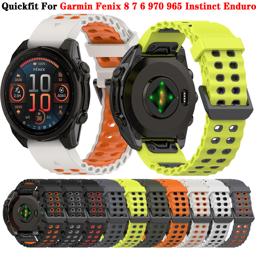22 มม.26 มม.ซิลิโคนสําหรับผู้เบิกทาง Garmin 970 965 955 945 935 MARQ 2 Fenix 8 51 มม.47 มม.E 7 7X Pro สร้อยข้อมือ QuickFit Band