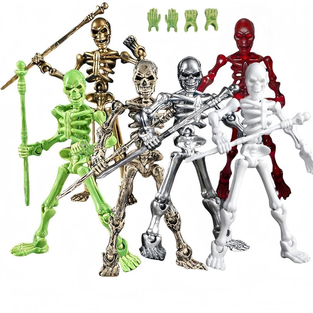 6 แพ็ค T13 ชุดตัวเลขการกระทํา,โครงกระดูกสําหรับฮาโลวีน,Dummy 13,Titan 13 Skeleton Action Figure,ของเ