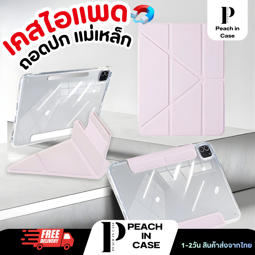 (F2-I) เคสไอแพดแกนY*ถอดปกครึ่ง*(ไม่มีช่องปากกา)หลังแข็งใสAir4/Air5/Air6/7(11”)-Gen10/Pro11”2024(M4)/