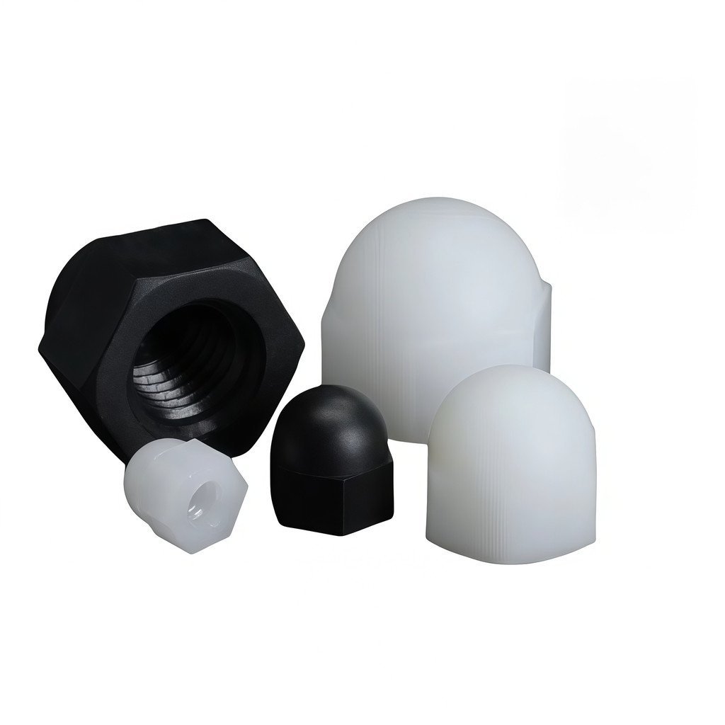 Hex พลาสติกสีดําสีขาว M3-M12 หมวกประเภท Nylon Nut พลาสติก Nut Cap Nut 7XW1