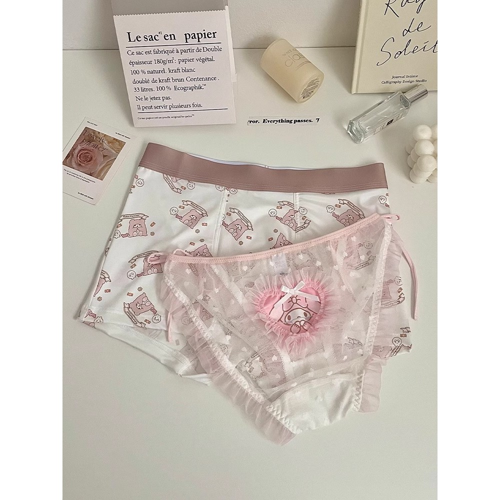 กางเกงซับ กางเกงใน [รุ่นคู่รัก] ลูกไม้ผูกสาย Merlotte Couple Underwear ชายหญิงน่ารักเซ็กซี่บริสุทธิ์