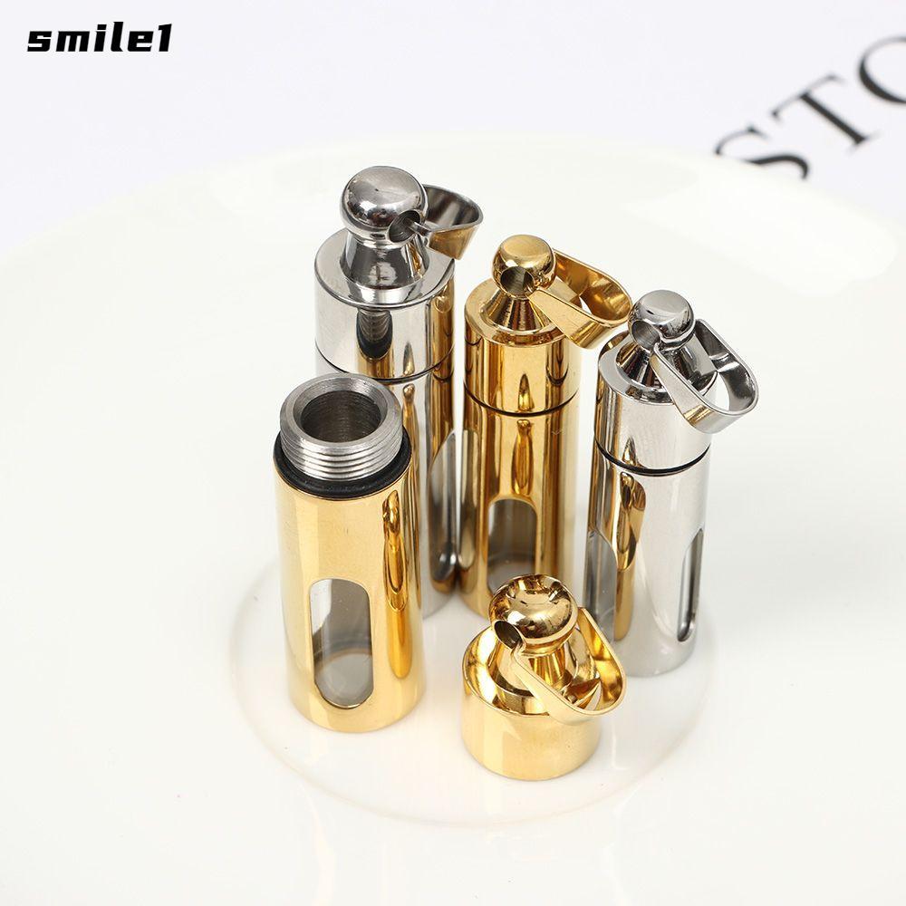 SMILE น้ําหอม Vial จี้สแตนเลส DIY สร้อยคออนุสรณ์กระบอก