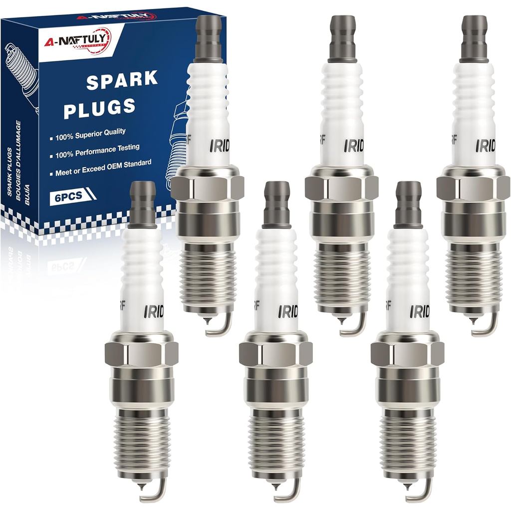 หัวเทียนอิริเดียม 6 แพ็ค 7164 TR55IX ใช้งานร่วมกับ 1999-2013 Chevy Silverado 1500 4.3 V6 GMC Sierra,