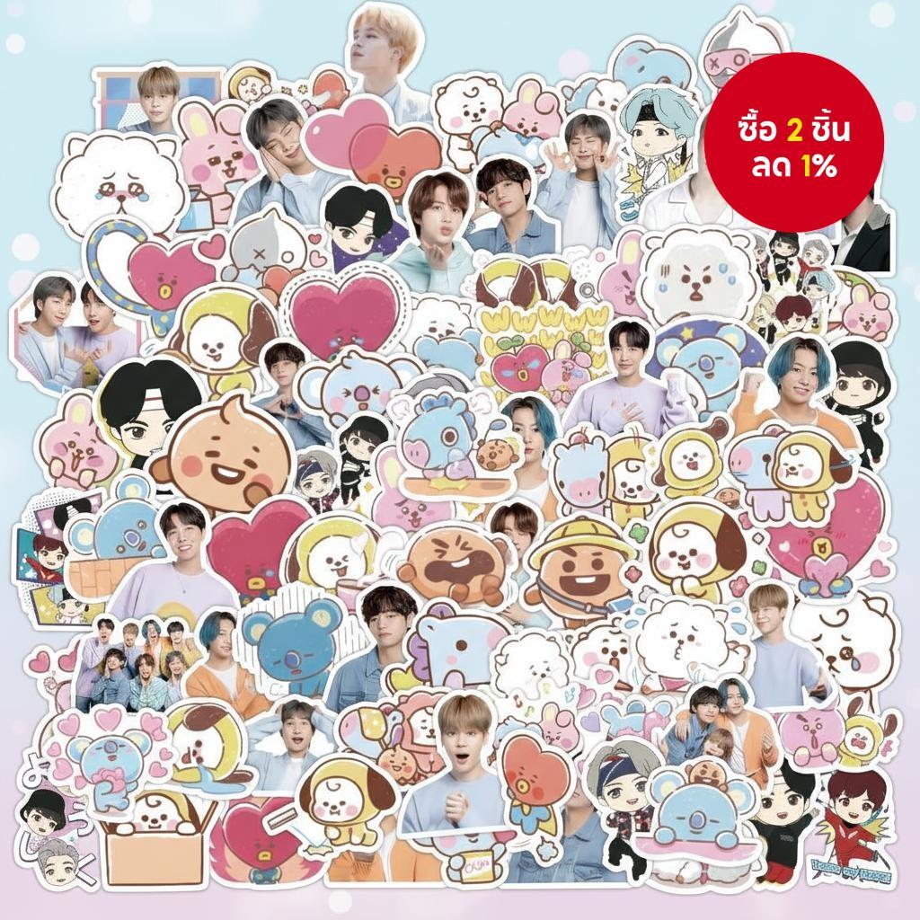 สติ๊กเกอร์กันน้ํา 120/60 ชิ้น BTS - สติ๊กเกอร์ไวนิลสําหรับแล็ปท็อป หมวกกันน็อค และสมุดโน้ต (สินค้า Kpop อย่างเป็นทางการ)