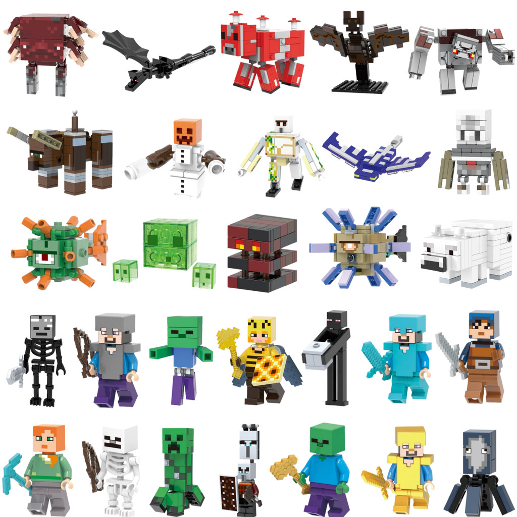 Minecraft Action Figure Steve Alex Elder Guardian Redstone Golem Ender Dragon Allay ของเล่นคอลเลกชันบล็อกอาคารสําหรับเด็ก