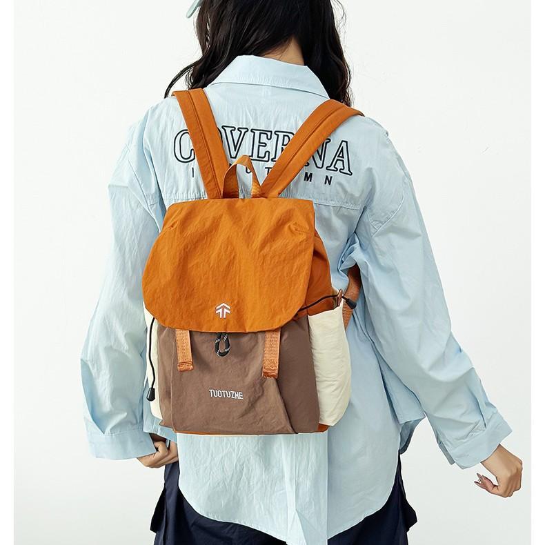 กระเป๋าเป้สะพายหลัง มัลติฟังก์ชั่น แบบหูรูด เหมาะกับการพกพาเดินทาง กระเป๋าสะพายข้างน้ําหนักเบาเสริมฟองน้ําหนาวัสดุไนลอนกันน้ํา