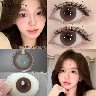 Funsachy Bloom คอนแทคเลนส์สีอ่อนๆ มีค่าสายตา 0.0~-800 สีน้ำตาล สีดำ ตาตุ๊กตาน่ารัก ลายแฟชั่น