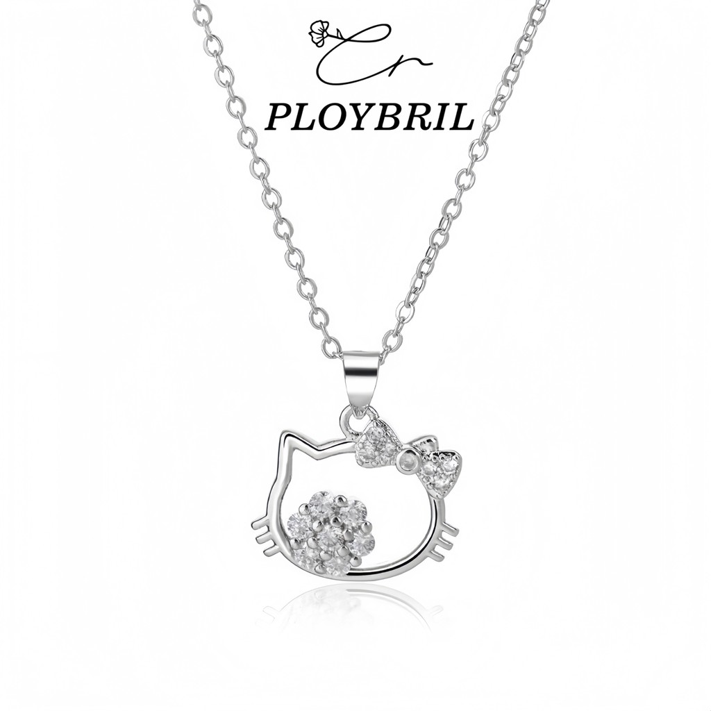 การ ์ ตูนสีชมพู Rhinestone Hello Kitty สร ้ อยคอสําหรับสาวนักเรียนแฟชั ่ น Clavicle Chain เครื ่ องประดับของขวัญ X023