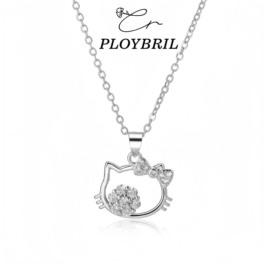 การ ์ ตูนสีชมพู Rhinestone Hello Kitty สร ้ อยคอสําหรับสาวนักเรียนแฟชั ่ น Clavicle Chain เครื ่ องประดับของขวัญ X023