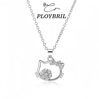 การ ์ ตูนสีชมพู Rhinestone Hello Kitty สร ้ อยคอสําหรับสาวนักเรียนแฟชั ่ น Clavicle Chain เครื ่ องประดับของขวัญ X023