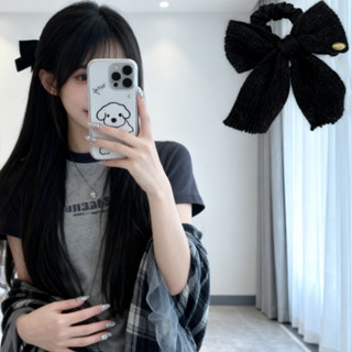 ผู้หญิงผมหางม้าผูกผมระดับไฮเอนด์ปีใหม่ขนสัตว์โบว์ ยางรัดผม ว…