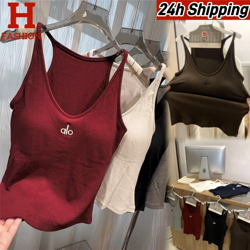 HOT alo* เสื้อสายเดี่ยว เสริมฟองน้ำ สีพื้นใส่ได้ทุกวัน 'พร้อมส่ง' FY1338