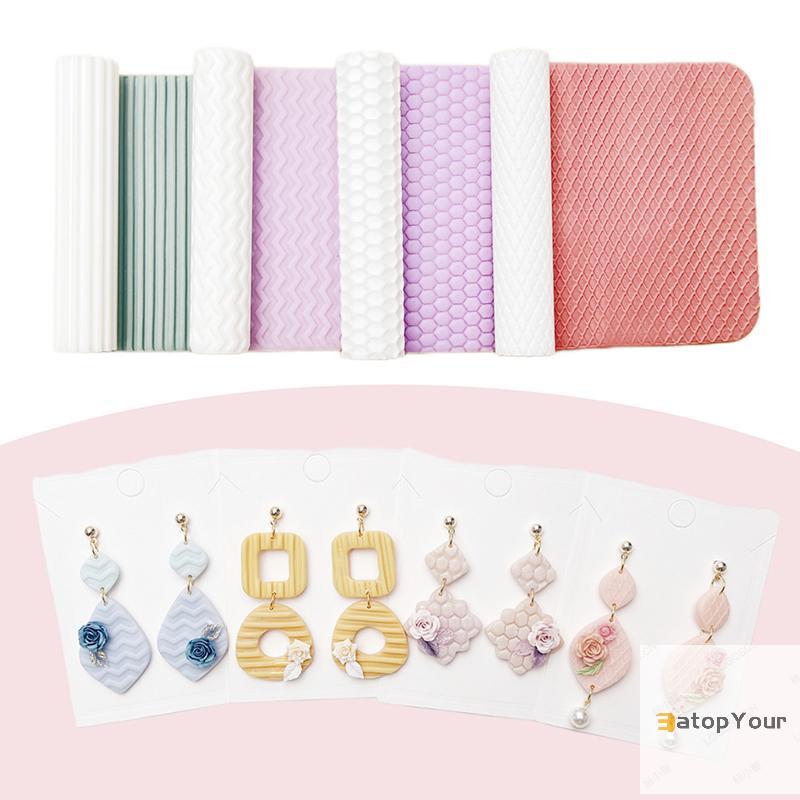 EatopYour Soft เครื่องปั้นดินเผาต่างหู Polymer Clay Cutter Roller Texture Polymer Clay Seamless Poly