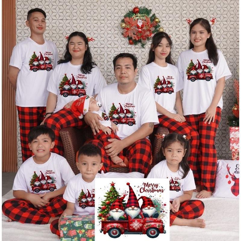 2026 Merry Christmas Festival Tshirt และ PAJAMA TERNO SETGift สวัสดีปีใหม่ Family Party Santa Claus 