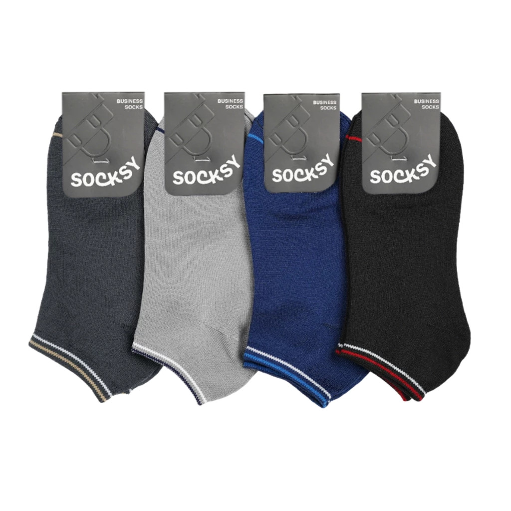 Socksy ถุงเท้าแฟชั่นข้อสั้น รุ่น PLD-0004 คละสีเข้ม (ลายคาด) (แพ็คสุดคุ้ม 12 คู่)
