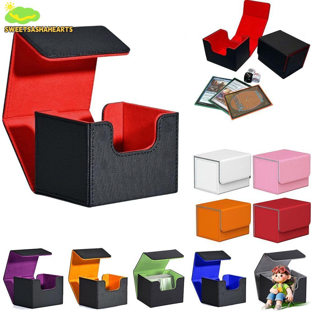 SWEETSASHA Trading Card Deck Box, PU 100+ Game MTG Trading Card Holder,แบบพกพาขนาดใหญ่ความจุ Dust-proof Card Deckการ์ดเกมสะสม