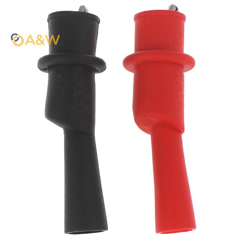 A&W 2 ชิ้นฉนวน MultiMeter ทดสอบตะกั่วเมตรจระเข้คลิปจระเข้ Clamp Probe