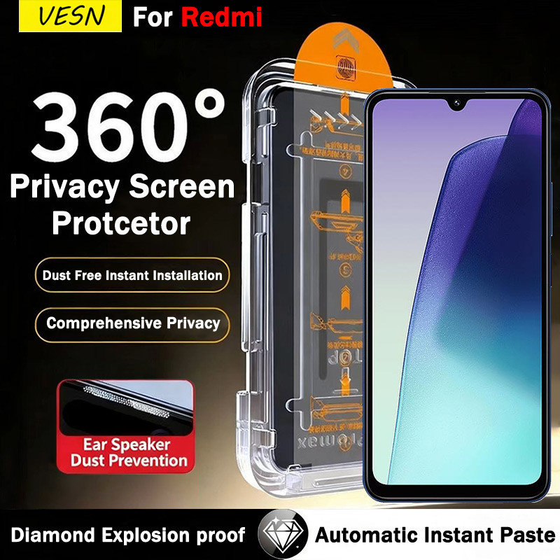 การติดตั้งฟรีฝุ่นป้องกันการดูแก้วนิรภัยสำหรับ Redmi 14C 14R 13 13C 13R 13x 12 12C 10 Prime 10A 10C 9