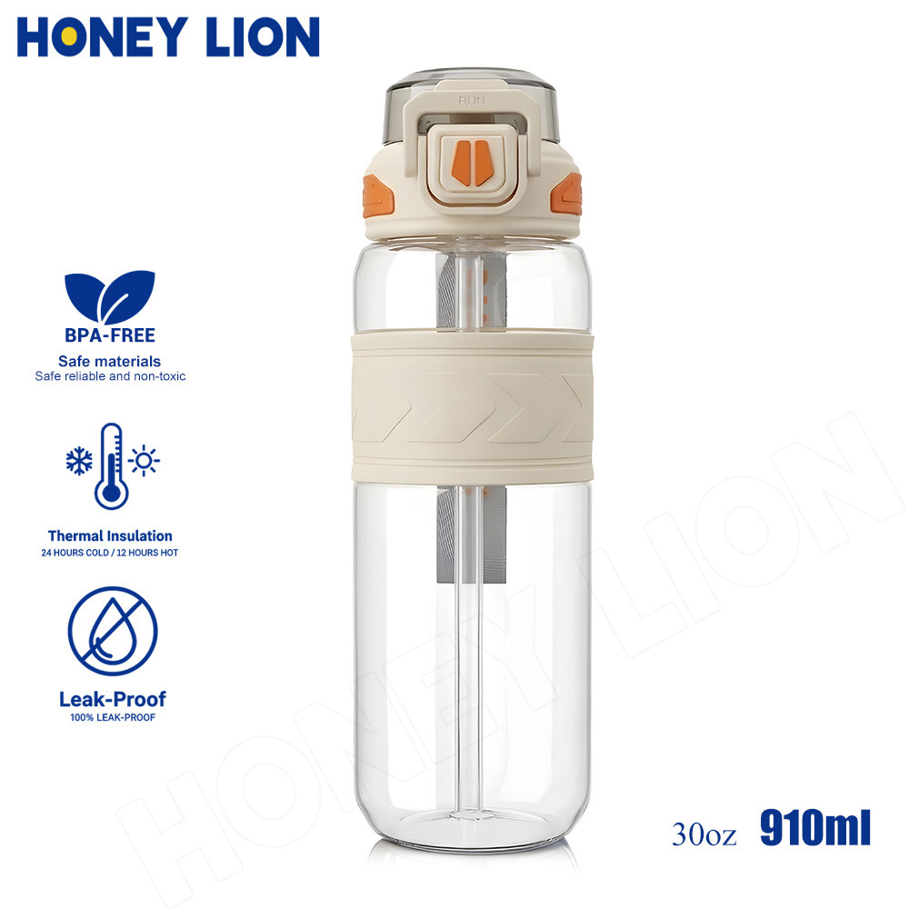 HoneyLion 910มล ขวดกีฬาขนาดใหญ่พร้อมหลอดดูดที่ถอดออกได้ | ป้องกันการรั่วสําหรับการออกกําลังกายที่รุนแรง, โหมดการดื่มคู่, ไม่มีรีฟิลบ่อยครั้ง