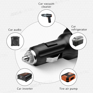 SEAMETAL ที่ชาร์จจุดบุหรี่ในรถยนต์ตัวเมีย พร้อมสายไฟ180W 12V/24V อะแดปเตอร์ไฟชาร์จรวดเร็วพร้อมสวิตช์