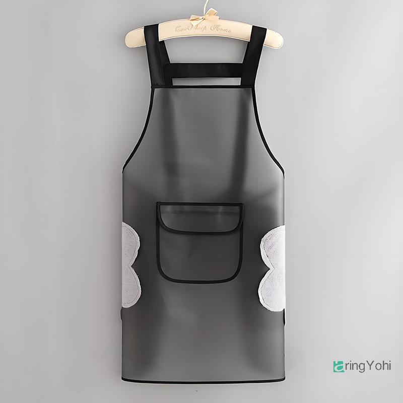 AringYohi] ผ้ากันเปื้อนครัวกันน้ําในครัวเรือน TPU ผ้ากันเปื้อนทํางานทนน้ํามันสีดําใสผ้ากันเปื้อนทําความสะอาดสิ่งสกปรกใหม่