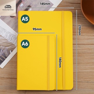 S00112 สมุดบันทึกปกแข็งพร้อมเส้นสี 80 หน้าปกหนัง A5/A6 เครื่…