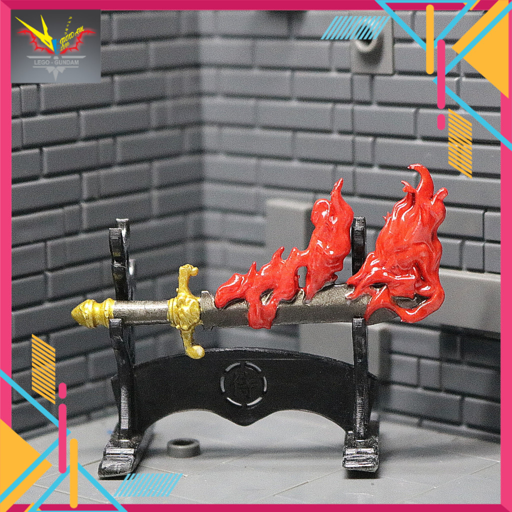 N193 Custom 3D พิมพ์อุปกรณ์เสริมใช้งานร่วมกับ Lego Fire Sword