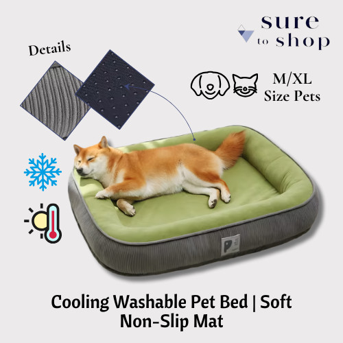 Cooling & Washable Pet Bed for Dogs & Cats Soft All-Season Mat with Non-Slip Base Small & Medium Dog