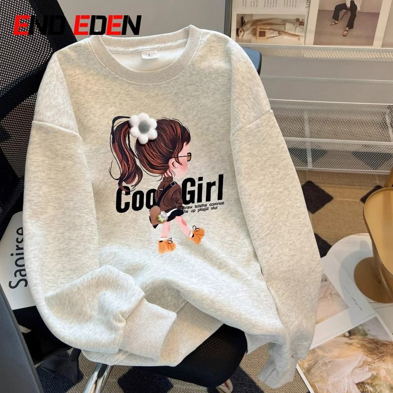 เสื้อกันหนาวผู้หญิง แขนสั้น คอกลม ไซส์ใหญ่ oversize ใส่สบาย ผ้าฝ้ายแท้ 100% เสื้อผ้าผู้หญิง เรียบง่าย ลายพิมพ์
