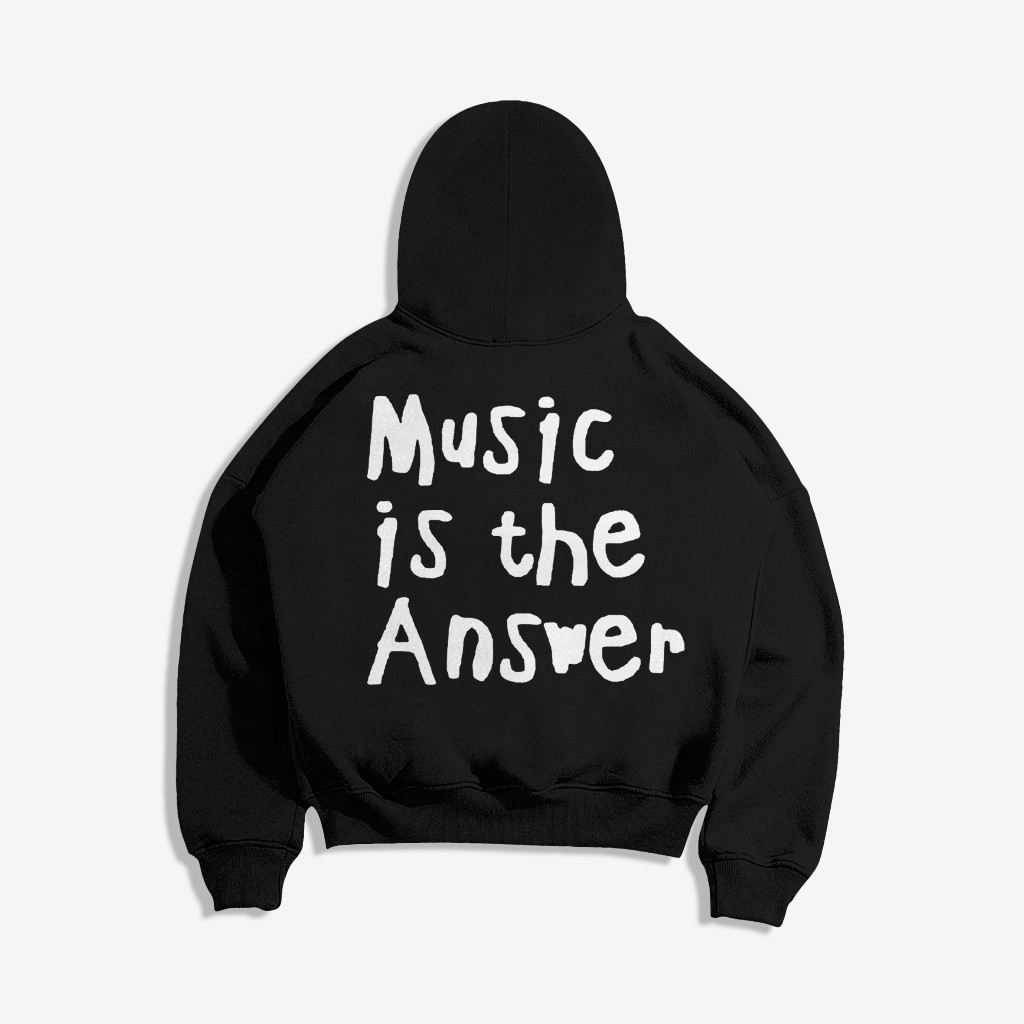 GENENTAL - Boxy Oversize Hoodie Music Is The Answers M - XXL (ชายและหญิง)S-5XL