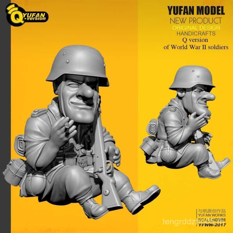 โมเดลและพัดลม YUFan Original 1/32 (60 มม.) รุ่น Q World War II ทหารเรซิน YFWW-2017