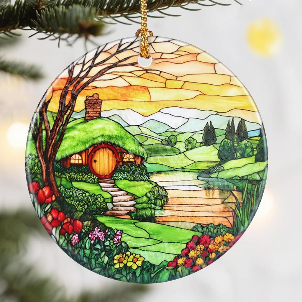 Christmas Ornaments, Dodosky 2.8in Ceramic The Shire Ornament, Xmas Decor, Christmas Tree Ornaments,